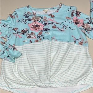 Love on a Hanger Floral Long Sleeve Top in Pink and Blue